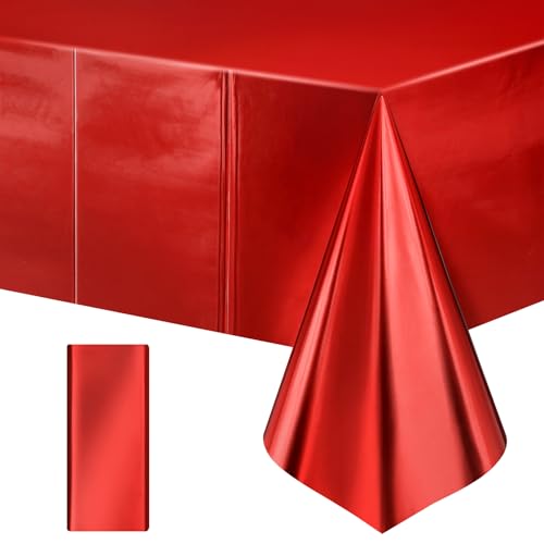 1 Pack Red Metallic Matte Tablecloth 40 x 108 in - Just Shimmer Rectangular