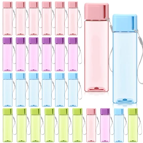 Multicolor 30 Pack Water Bottles 17 Oz Leak-Proof Plastic Sports Bottles