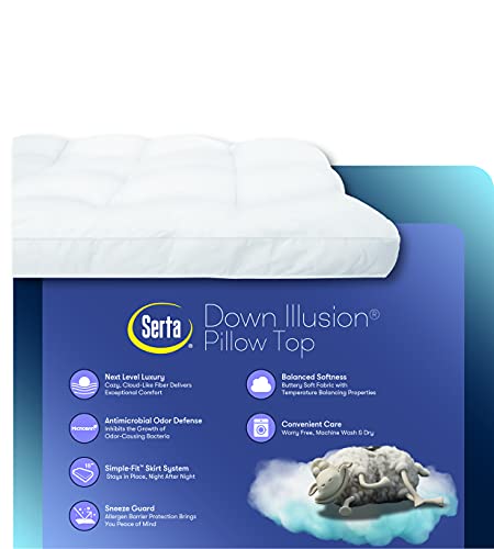 Full Size Hypoallergenic Mattress Topper - Serta Down Illusion Cloud Comfort