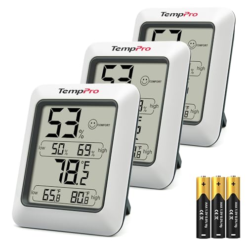 Indoor Hygrometer Thermometer Monitor - White, 3 Pack