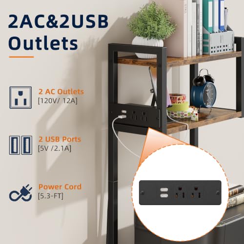 HIGDBFE Rustic Brown 49'' Tall 3-Drawer File Cabinet with Charging Station