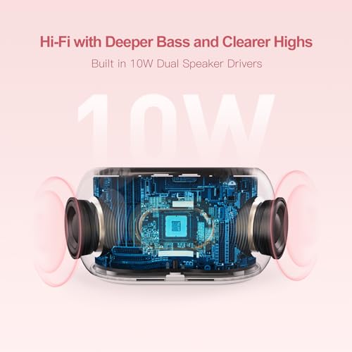 Pink Small White Noise Sound Machine Alarm Clock with Bluetooth & Night Light