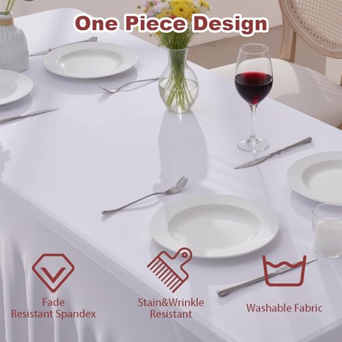 White Spandex Table Covers & Skirts for 6ft Rectangle Tables - 5 Pack (Variation of THIS listing)