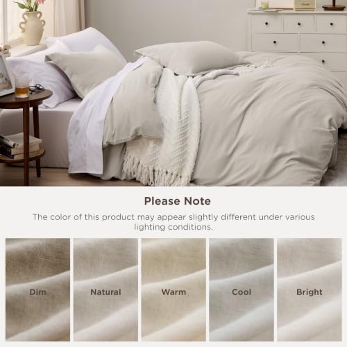 Linen Oversized King Duvet Cover Set - No Comforter 120 x 98, Cotton-Like Soft