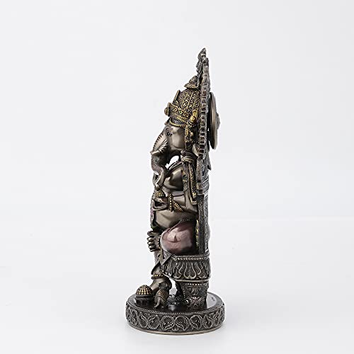 Lord Ganesha Sitting on Throne Statue - Hindu Elephant God Decor 10.25 Inch