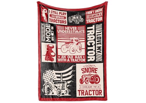 Huglanket Red Tractor Gifts Blanket - 50x65 in Flannel Throw for Farm Lovers, Funny Tractor Quote