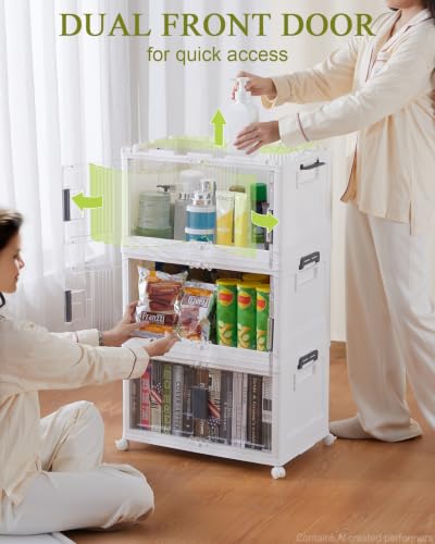 OlarHike White 48QT Storage Bins with Lids 3-Pack for Closet, Office, Home