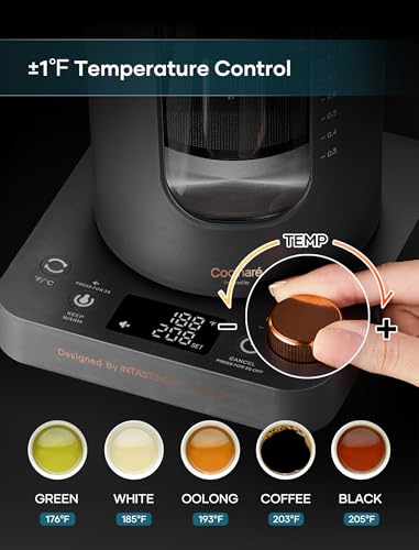 INTASTING Electric Kettle with Infuser - 1L, Dark Gray, Precise Temp Control