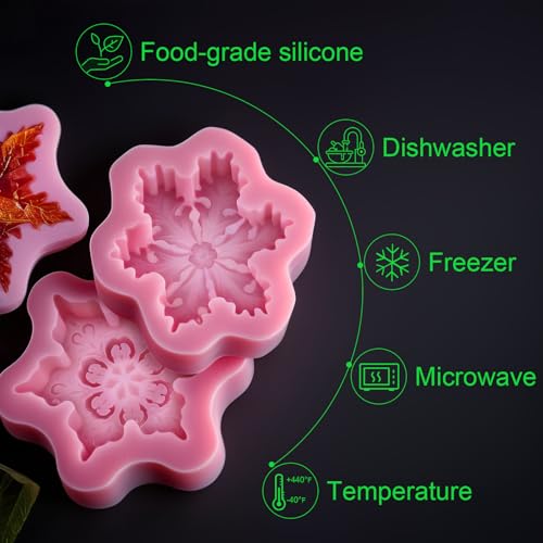 Pink Snowflake Silicone Mold for Christmas Candles Soaps & Chocolates - 4 Pack