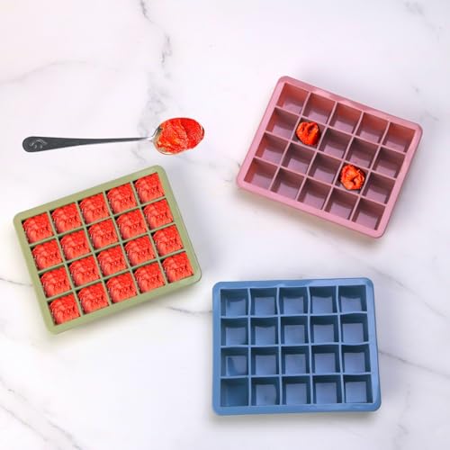 Multicolor 3 Pack Silicone Freezer Molds for Food Storage - Garlic, Herbs, Liquids