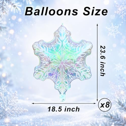 Snowflake Balloons 8-Pack Iridescent Winter Party Decorations