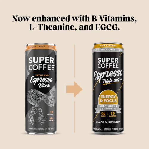 Triple Shot Black Cold Brew Coffee - 11oz Can Pack of 12 - No Sugar