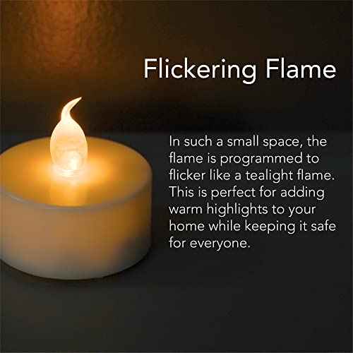 Flameless Flickering LED Tea Lights Candles Pack of 12, Warm Yellow Votive Battery-Operated Candles for Wedding Anniversary Halloween Christmas