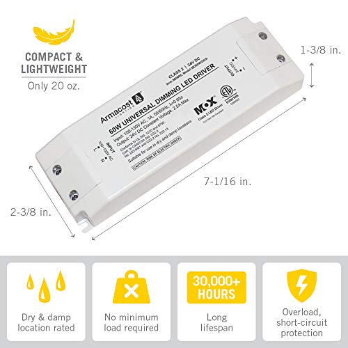 Armacost Lighting Series 1 60W 24V Dimmable LED Driver TRIAC for AC/DC Lighting
