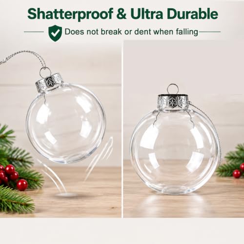 3.15 inch Christmas Balls,12PCS Clear Plastic Ornament Balls,DIY