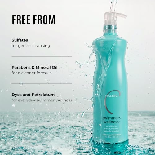 Malibu C Swimmers Wellness Hair Conditioner 33.8oz Moisturizing Swim Hair Care - Pack of 1