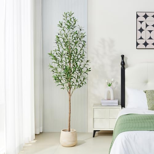 6ft Artificial Olive Tree with Real Wood Trunk - Indoor Faux Plant Decor