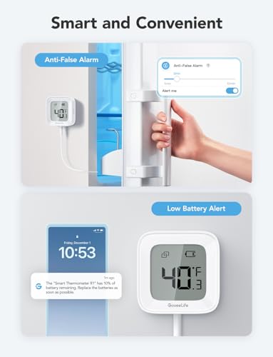 GoveeLife Bluetooth Refrigerator & Freezer Thermometer 2-Pack with LCD Display - Model H5108