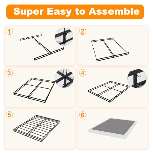Queen Box Spring 9 Inch Heavy Duty Metal Mattress Foundation - Sturdy, Noise-Free Support