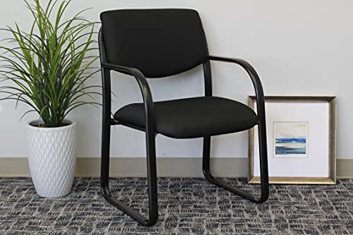 Black Fabric Guest Office Chair - Comfortable Meeting & Reception Seating