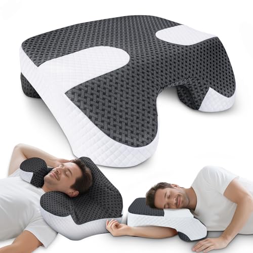 Side Sleeper Pillowcase with Arm Holes for Shoulder Relief, Memory Foam Cover