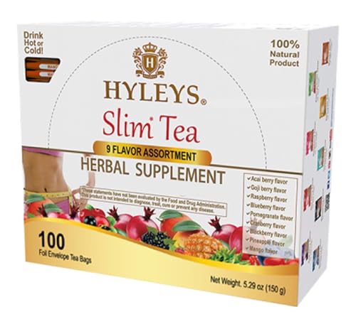 Hyleys Slim Tea 9-Flavor Variety Pack - 100 Bags, Natural Weight Loss Support