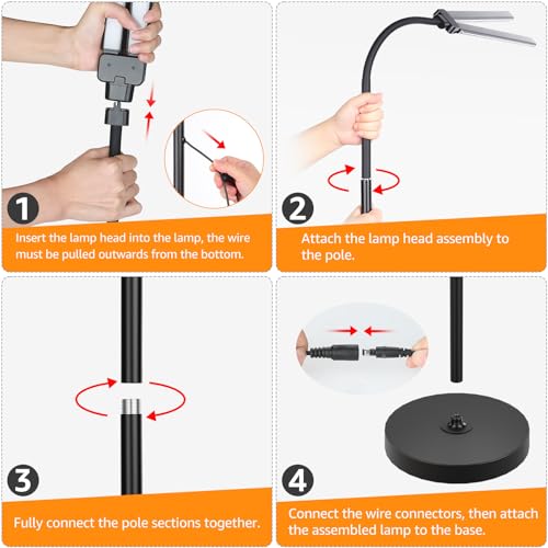 FOLKSMATE Black 20W LED Floor Lamp with Adjustable Neck & Bright Color Changing Light