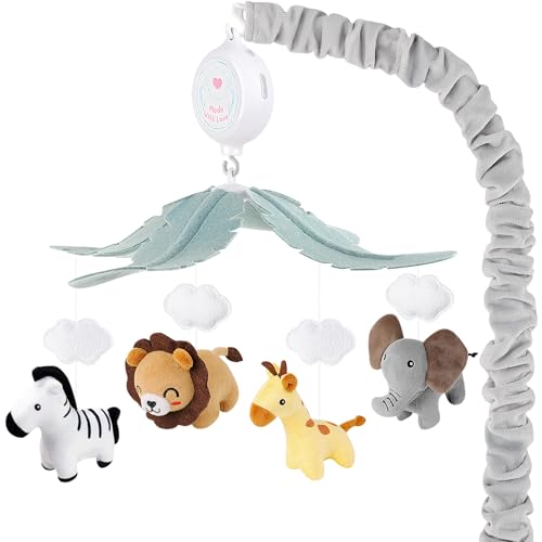 PIIKAGO Jungle Animals Safari Baby Mobile for Crib with 3-Mode Music Box - Nursery Decor Gift