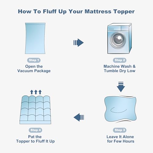 King Mattress Topper - White Thick Pillow Top Bed Cover, Soft Cooling Bedding