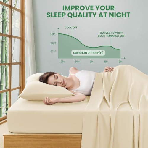 Beige Bamboo Rayon Sheet Set 4Pcs King Extra Deep Pocket Luxury Bedding