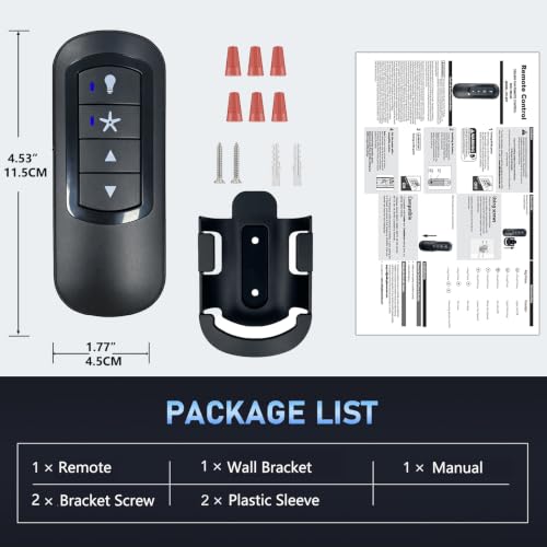 Ceiling Fan Remote Control for Hunter & Casablanca - 4 Speeds & Light Dimming