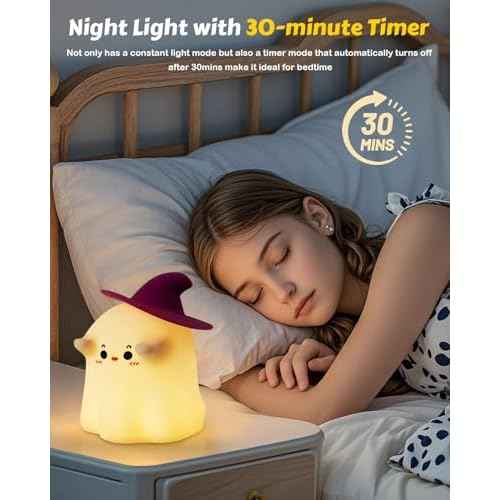 Luditek Cute Ghost Night Light Lights, Silicone Dimmable Ghost Lamp Desk Decor for Halloween Decorations Indoor Home Room Office Table, Halloween Gifts for Women, Girls, Kids