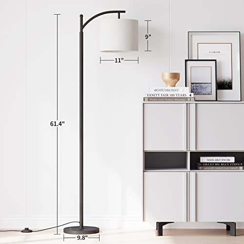 SUNMORY Arc Floor Lamp with Remote Control & 9W Bulb - Black, Dimmable, Rotatable