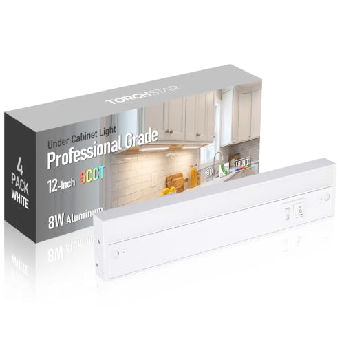 12-Inch LED Under Cabinet Light 4-Pack with Dimmable & 5 CCT Options - White