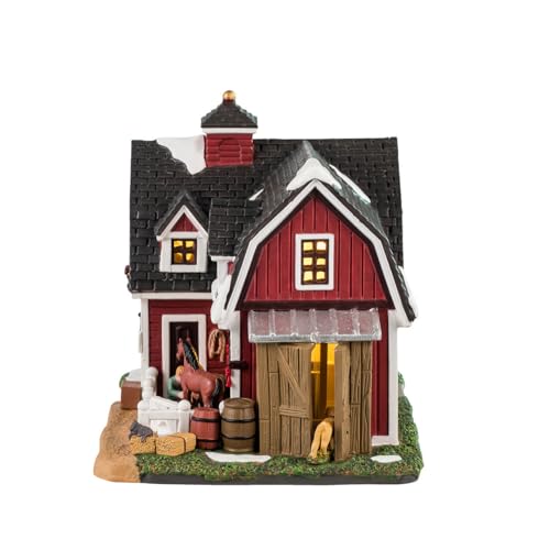 Lemax Red Barn Veterinary Hospital Lighted Village Building - Harvest Crossing
