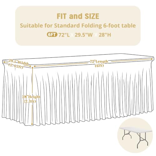 Gogoparti 4 Pack Hunter Green 6ft Rectangle Tablecloths, Elastic Fitted Warp-Free Spandex Table Covers