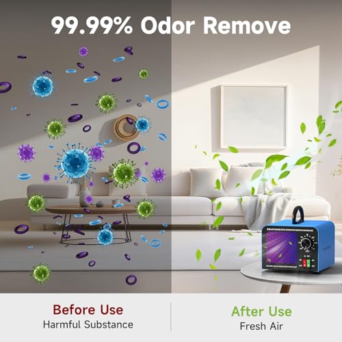 CrazyOne Blue 120,000mg/h Ozone Generator with Negative Ions - Large Space Odor Eliminator