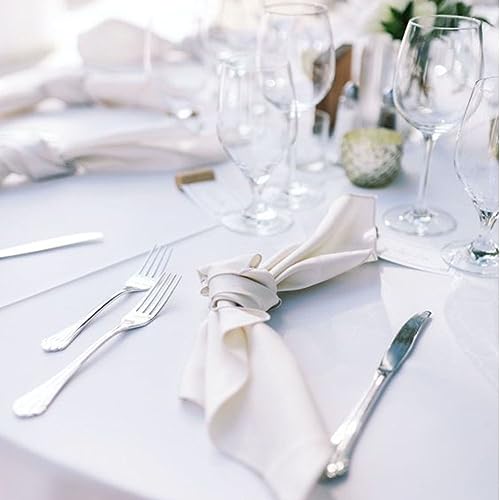 White Rectangle Tablecloth 60x102 Inch - 10 Pack Stain & Wrinkle Resistant Polyester
