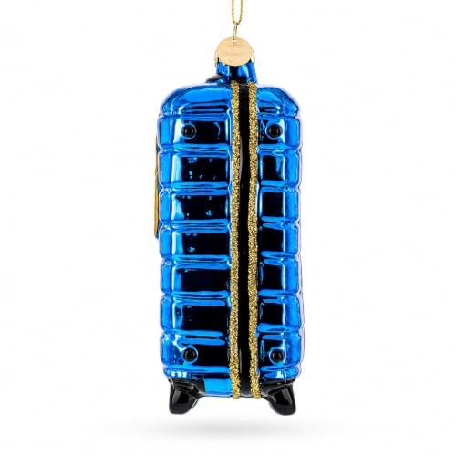 London Landmarks Suitcase Glass Christmas Ornament - Handcrafted Holiday Decor