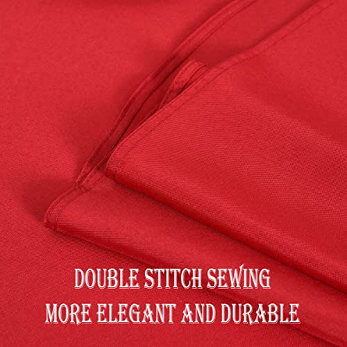 KAIPHO Waterproof Red Round Tablecloth 90 Inch - Wrinkle-Free, Stain-Resistant