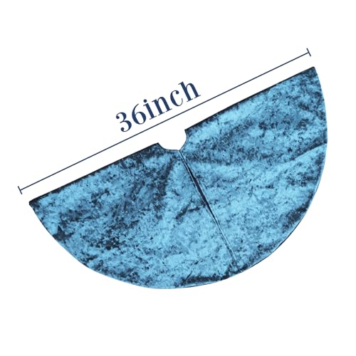 Bunny Chorus Peacock Blue Velvet Christmas Tree Skirt 36 Inch Luxury Holiday Decor
