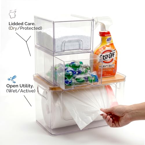 Hudgan Under Sink Organizer 3 in 1, Stackable Acrylic Bathroom