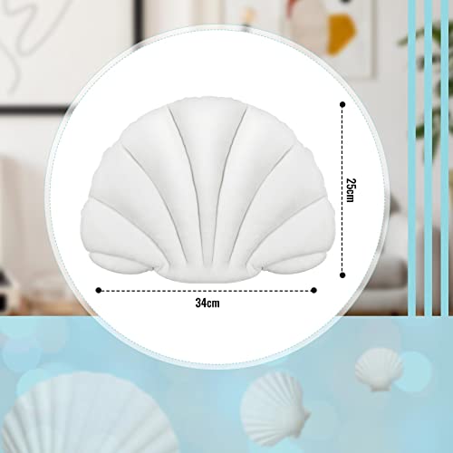Marsui Sea Princess Seashell Decorative Pillow, Preppy Room Decor Christmas Party Gift Soft Chair Cushion Cute Clam Throw Pillow for Sofa Bed Living Room(White,13.4 x 9.8 in)