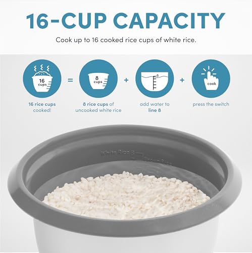8-Cup (Uncooked) Rice Cooker with One-Touch Control - 16-Cup Cooked Capacity