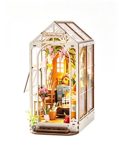 Rolife Garden House Book Nook Kit – DIY 3D Miniature Bookend for Bookshelves