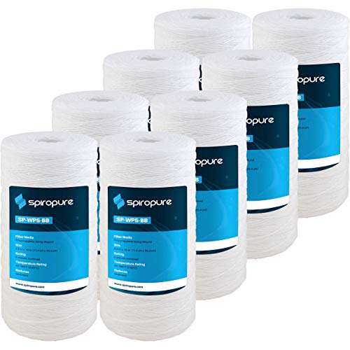 SpiroPure 8 Pack Sediment Water Filter Cartridges 5 Micron SWC-45-1005 WP5BB97P