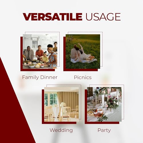 Decorelia Burgundy Waterproof Round Tablecloth for 2-4 Seats, 60 Inch Dining & Holiday Use