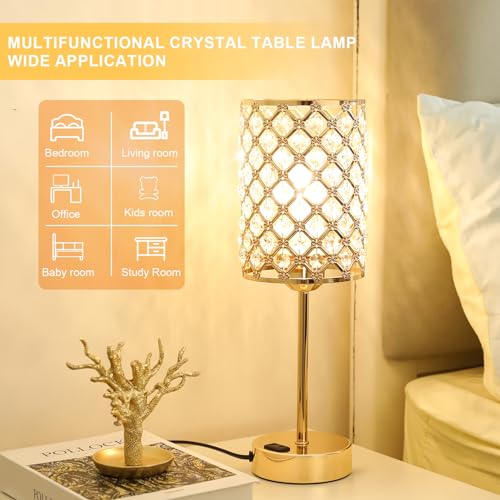 Hong-in Gold Crystal Nightstand Lamp with Touch Control - 1 Variation
