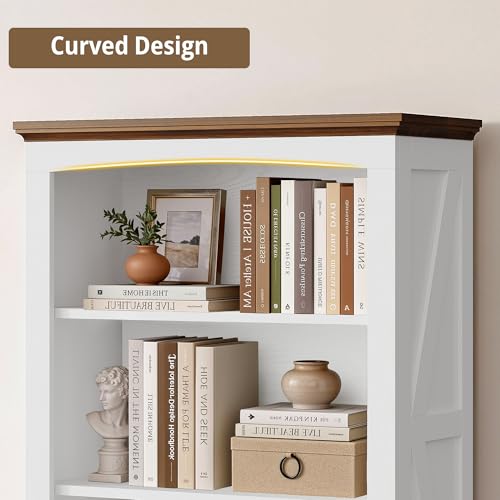 43-Inch Farmhouse Wooden Bookshelf - 3-Tier White Bookcase for Living Room & Office
