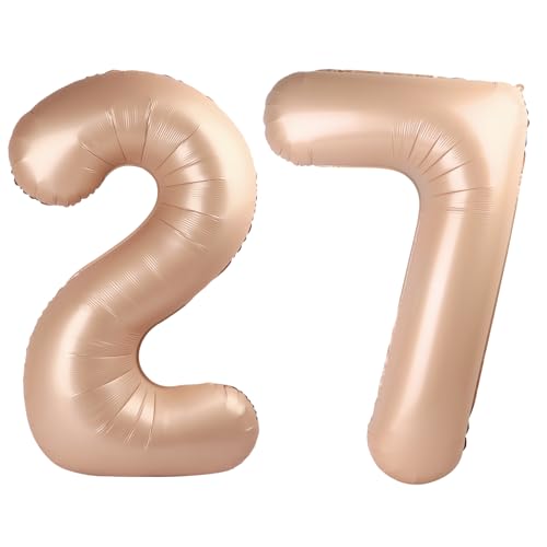 Light Brown Number 27 Balloon 40 inch, Tan 27 Number Balloons, Khaki 27th Sandy Brown Birthday Decorations, Beige 27 Year Old Women Men Light Brown Party Supplies